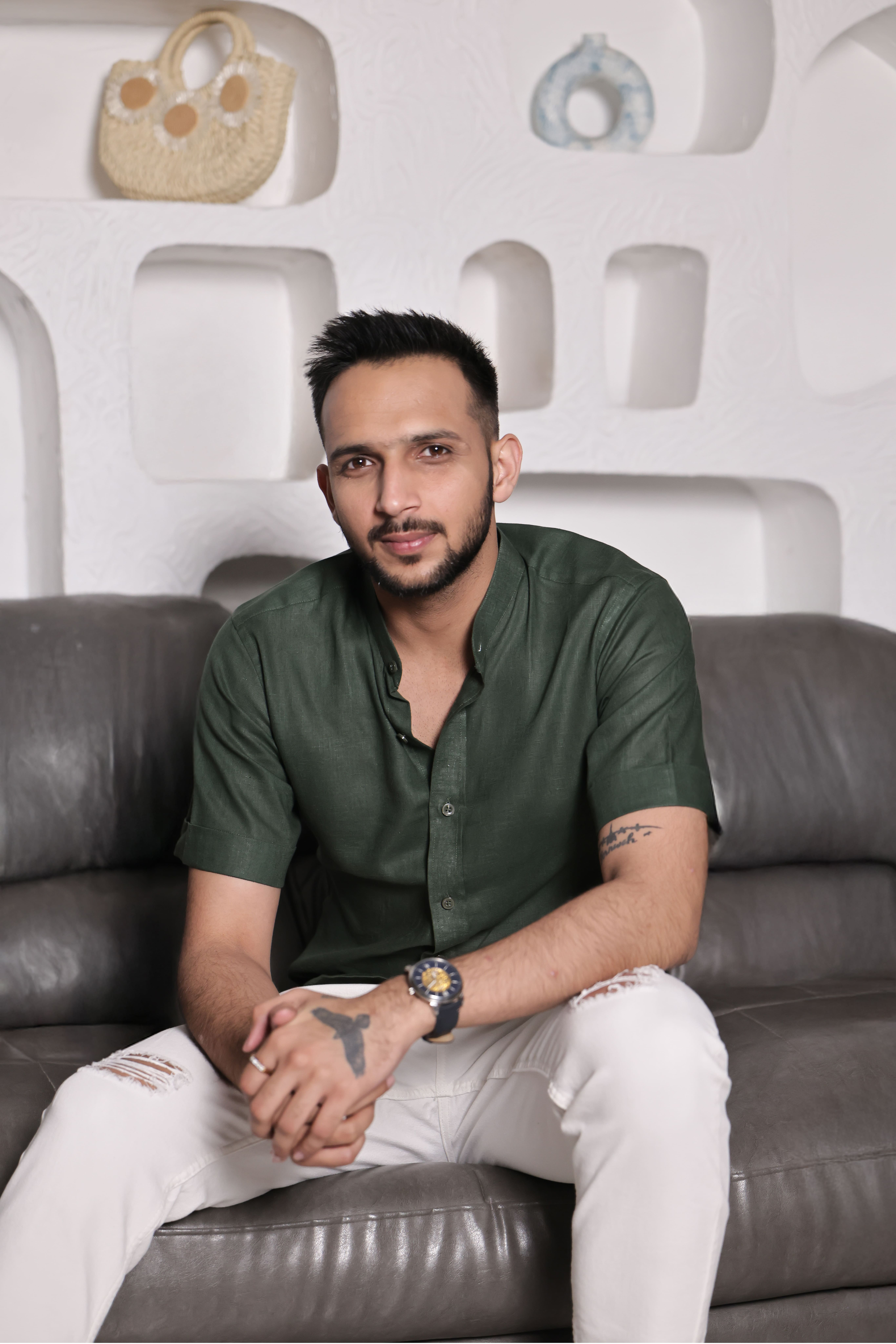 Evergreen - The Olive Green Mandarin Collar Shirt - 19