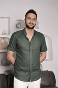 Evergreen - The Olive Green Mandarin Collar Shirt - 19