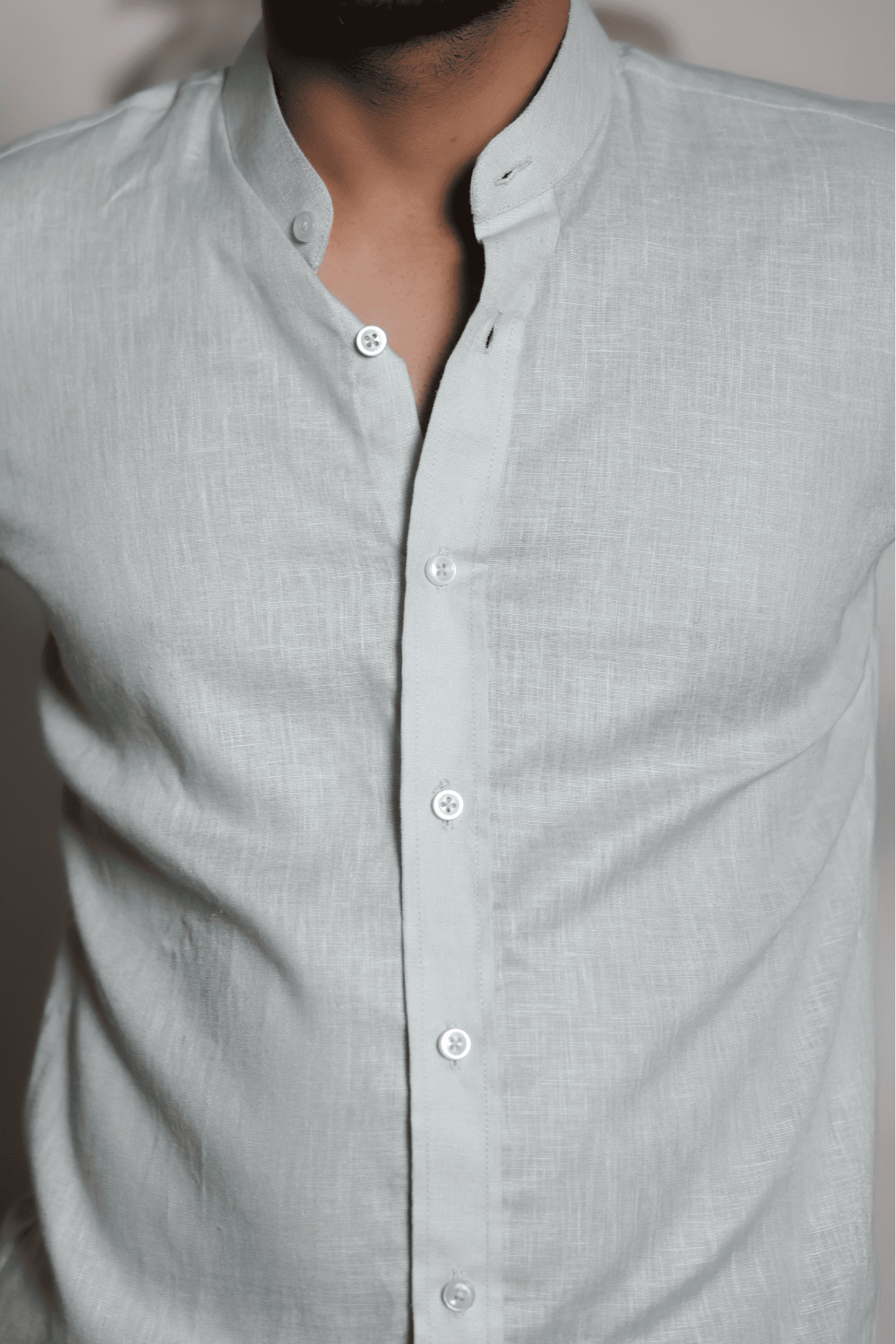 Evergreen - The Light Green Mandarin Collar Shirt - 18